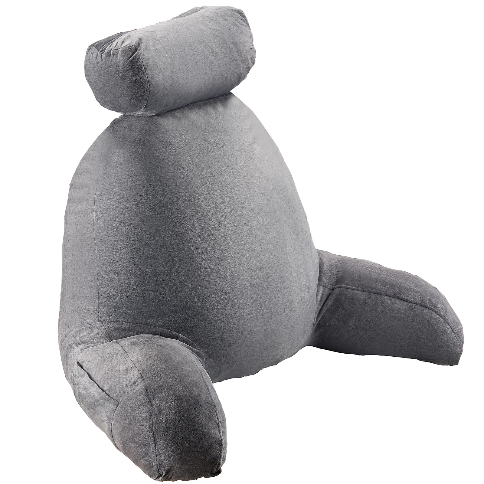 Grey Reading Pillow With Memory Foam, Back Support And Pockets_voghion.com
